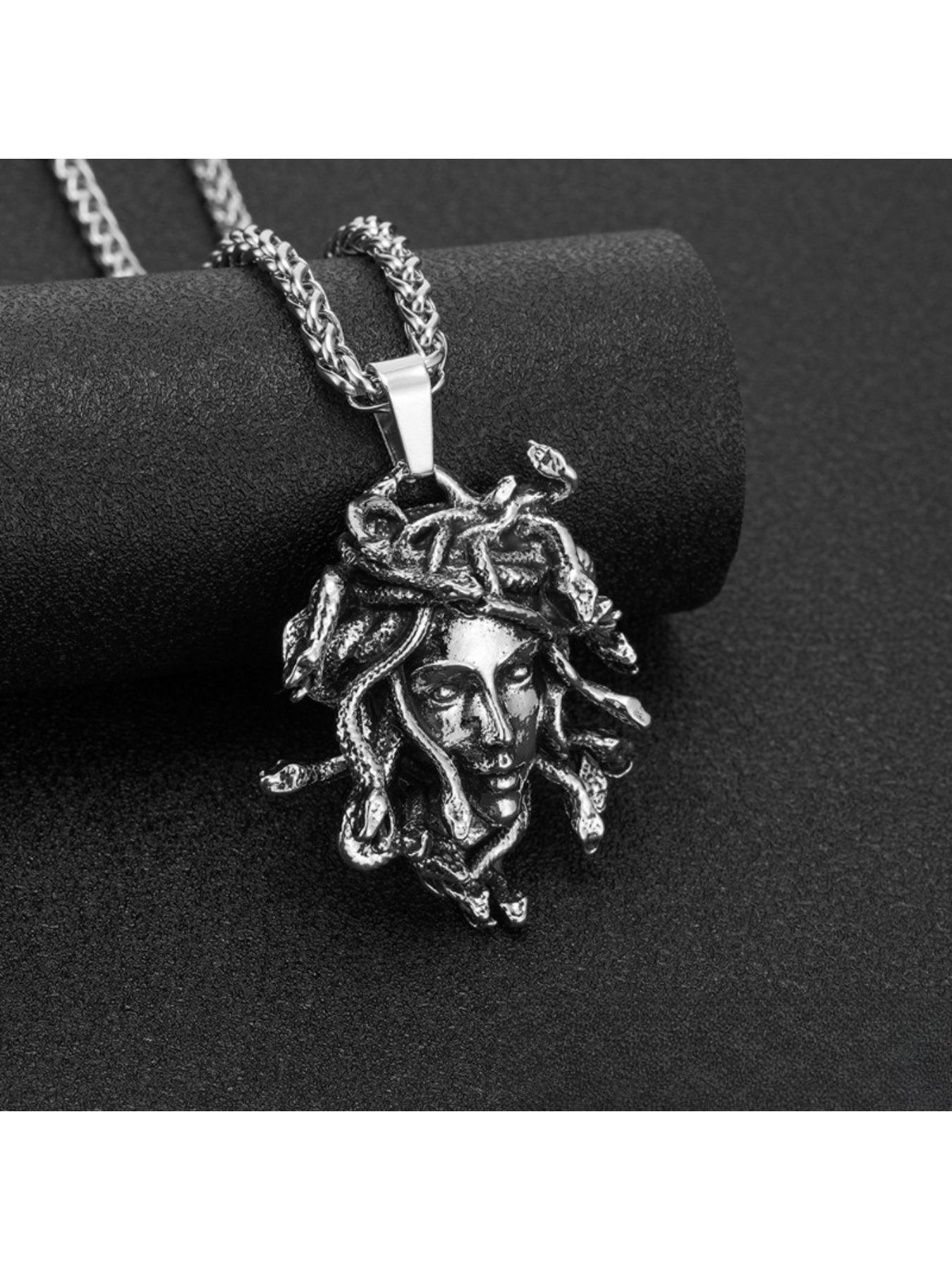Vintage Medusa Head Pendant Necklace - Greek Mythology Gothic Stainless Steel Jewelry for Men/Women