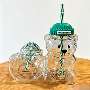 Starbucks 2026 Bearista Glass Coldcup 591ml 20oz Cute Tumbler For Holiday Gift Viral Bearista Cold Cup