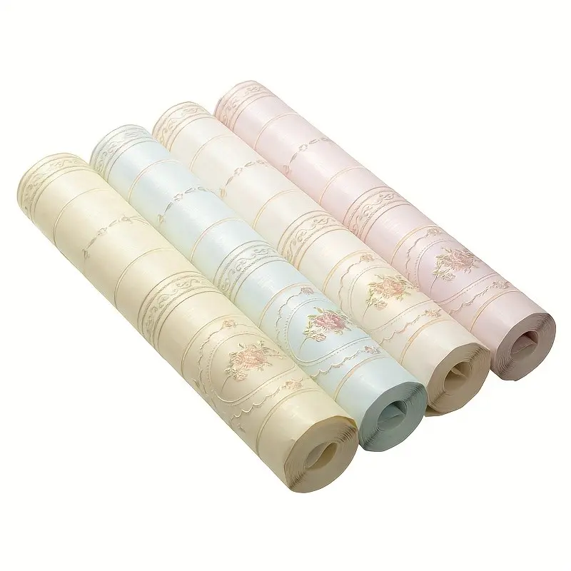 Amer 3D Wallpaper Floral Pattern, Non-Adhesive, 374 Inches Long, Rural Style, Vintage Decor, Bedroom Specific Wallpaper