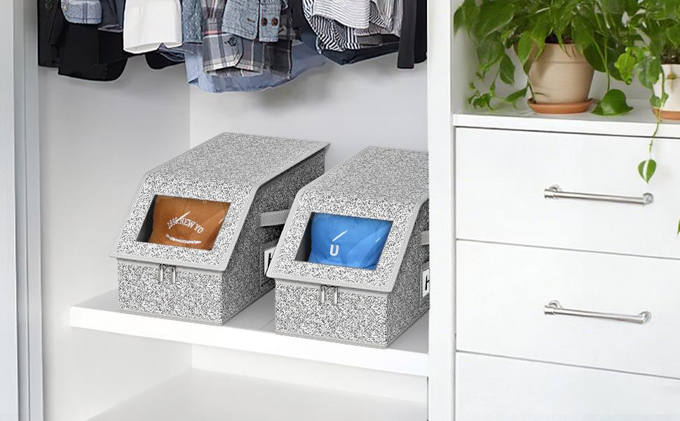 Gray Household Smooth Stackable Hat Storage Box, Closet Storage for Shelf, Holds Up to 12 Baseball Caps, 2-Way Zipper, Reinforced Base, 1 Pack