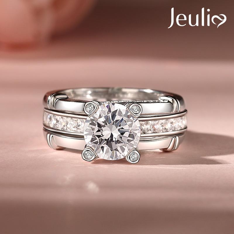 Jeulia Band Rings for Women cz Sterling Silver Interchangeable Ring Sets Wedding Engagement Anniversary Promise Ring Bridal Sets s 925 bridal  ring Sterling Silver