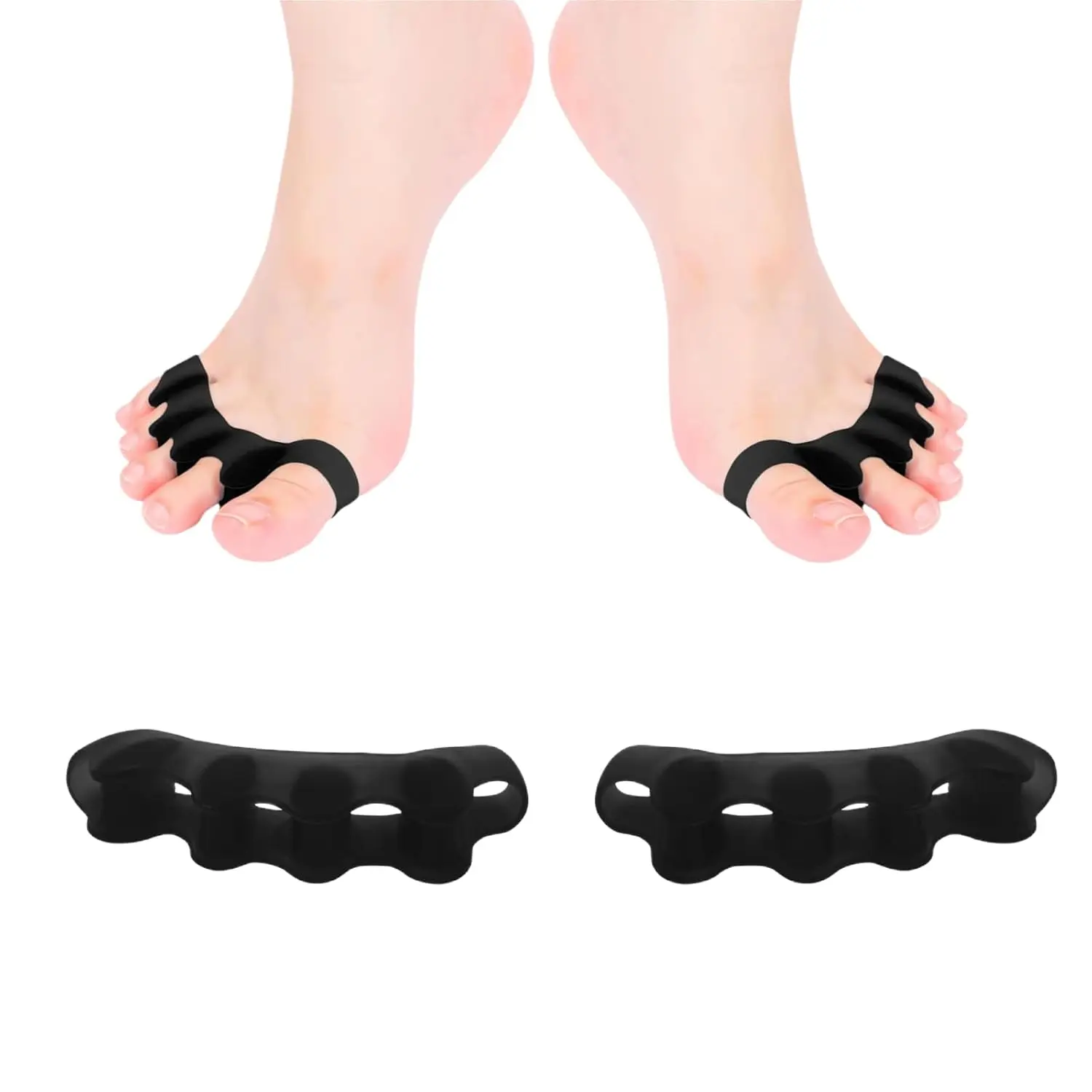 2-Piece Functional Silicone Pedicure Separators - Universal Fit Nail Care Tool with Flexible Grip, Bunions Relief, Overlapping Digits Fix, Hammer Toe & Plantar Fasciitis Pain Relief for Daily Wear, Manicure (Footwear Aid for Sports & Outdoor Leisure)