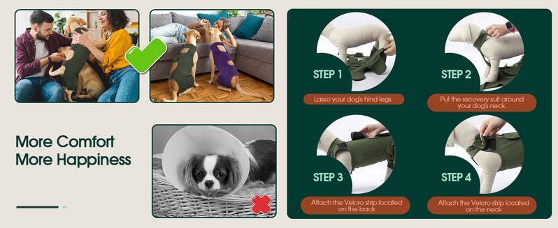 Kuoser Thigh Wound Protective Sleeve for Dogs, Dog Surgery Recovery Suit for Rear Legs, Dog Recovery Sleeve for Female Male Dogs, Dog Onesie After Surgery, Fuddle wuddle patch puppy