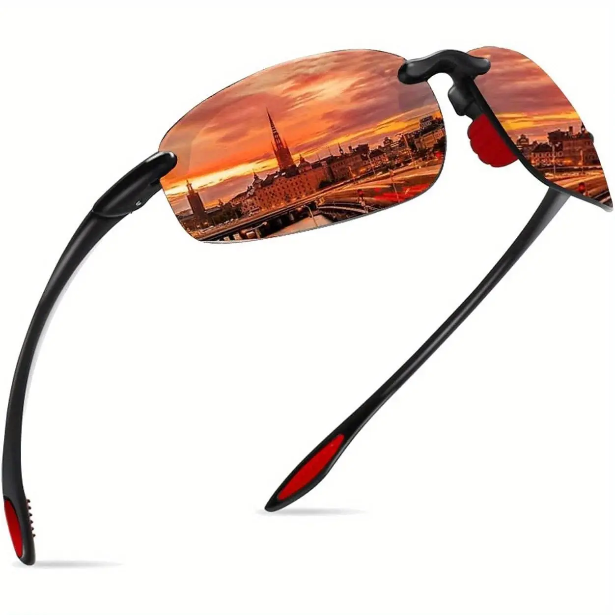 Polarized Sunglasses for Men WomenTr90 Rimless Frame Lightweight & Durable Protection for Running Fishing Baseball Sunglasses