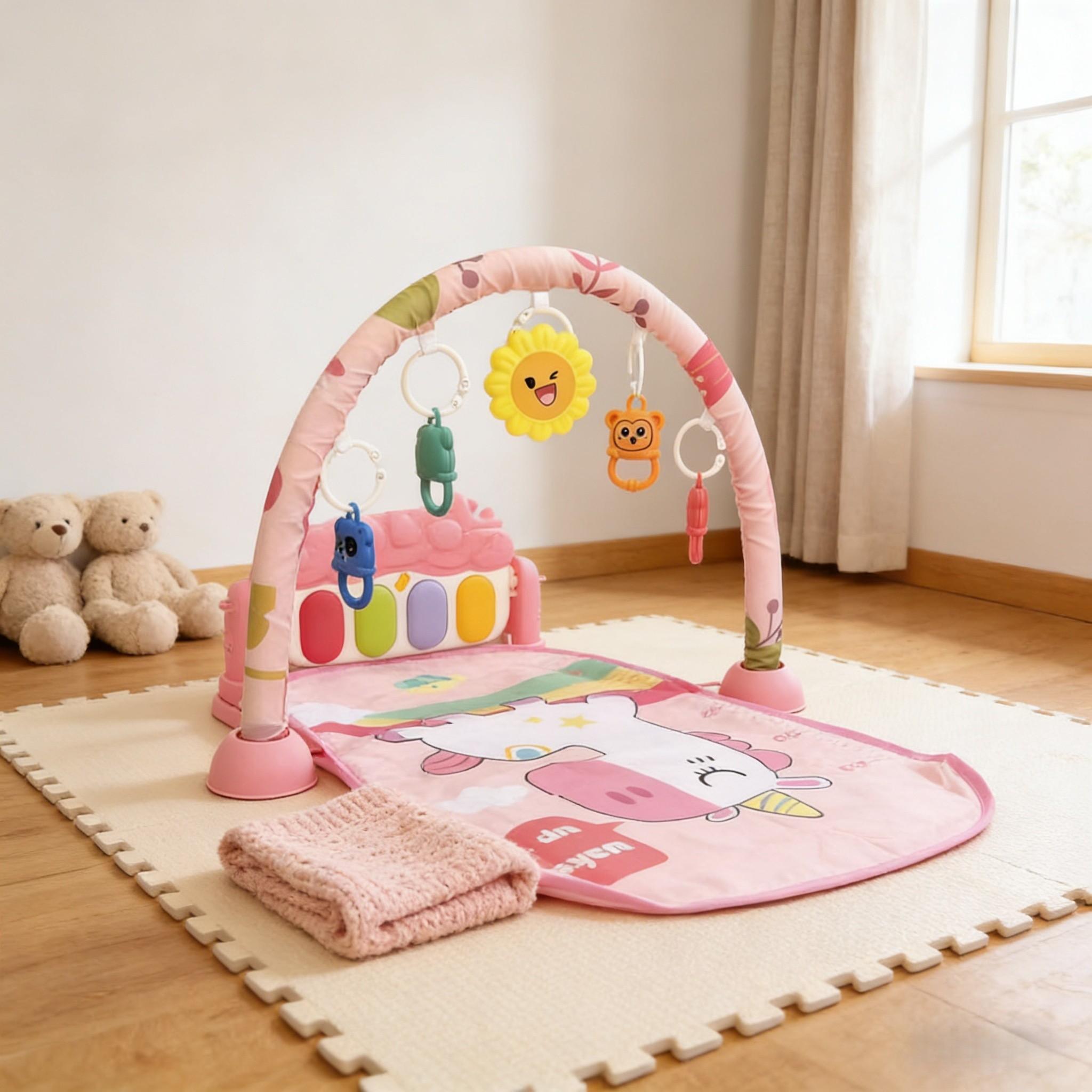 Baby Fitness Rack Toy, Newborn Musical Foot Pedal Mobile, Baby Piano Play Mat, Play Gym Mat, Early Education Blanket Gift for Boys and Girls
