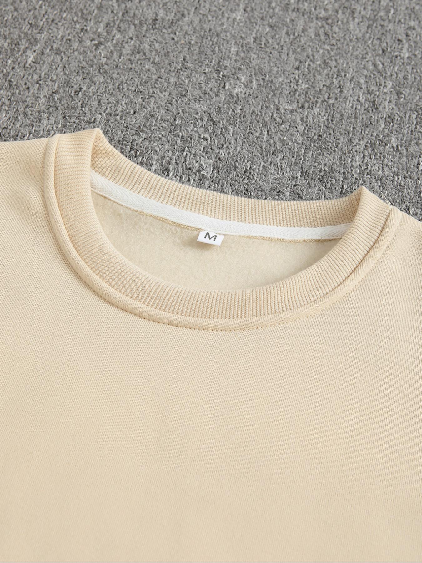 Men's Regular Fit Cartoon & Letter Print Drop Shoulder Sweatshirt, Casual Soft Comfy Long Sleeve Round Neck Pullover for Fall & Winter, Men's Clothes for Daily Wear