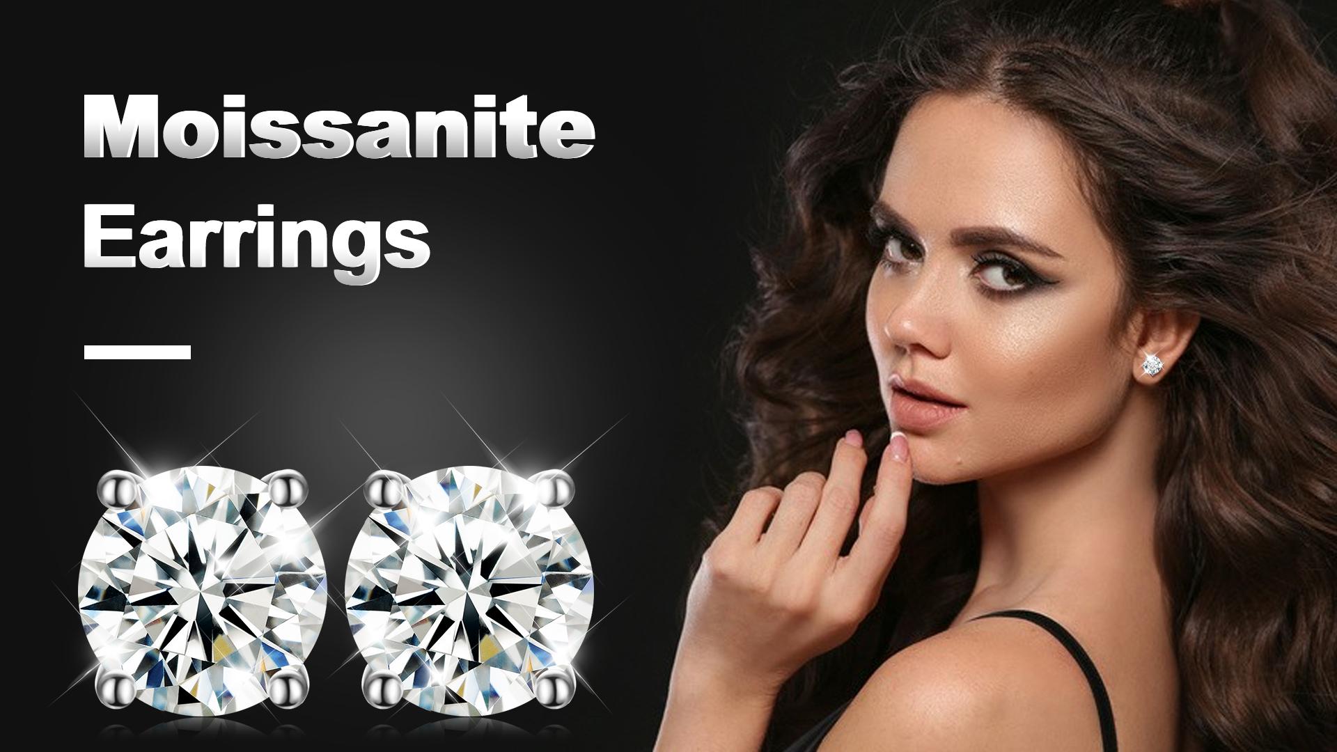 【#E75】UCClYO Lab-created Moissanite Stud Earrings White Plated Stud Earrings For Women S925 Silver Wedding Earrings Fine Jewelry  Anniversary Engagement