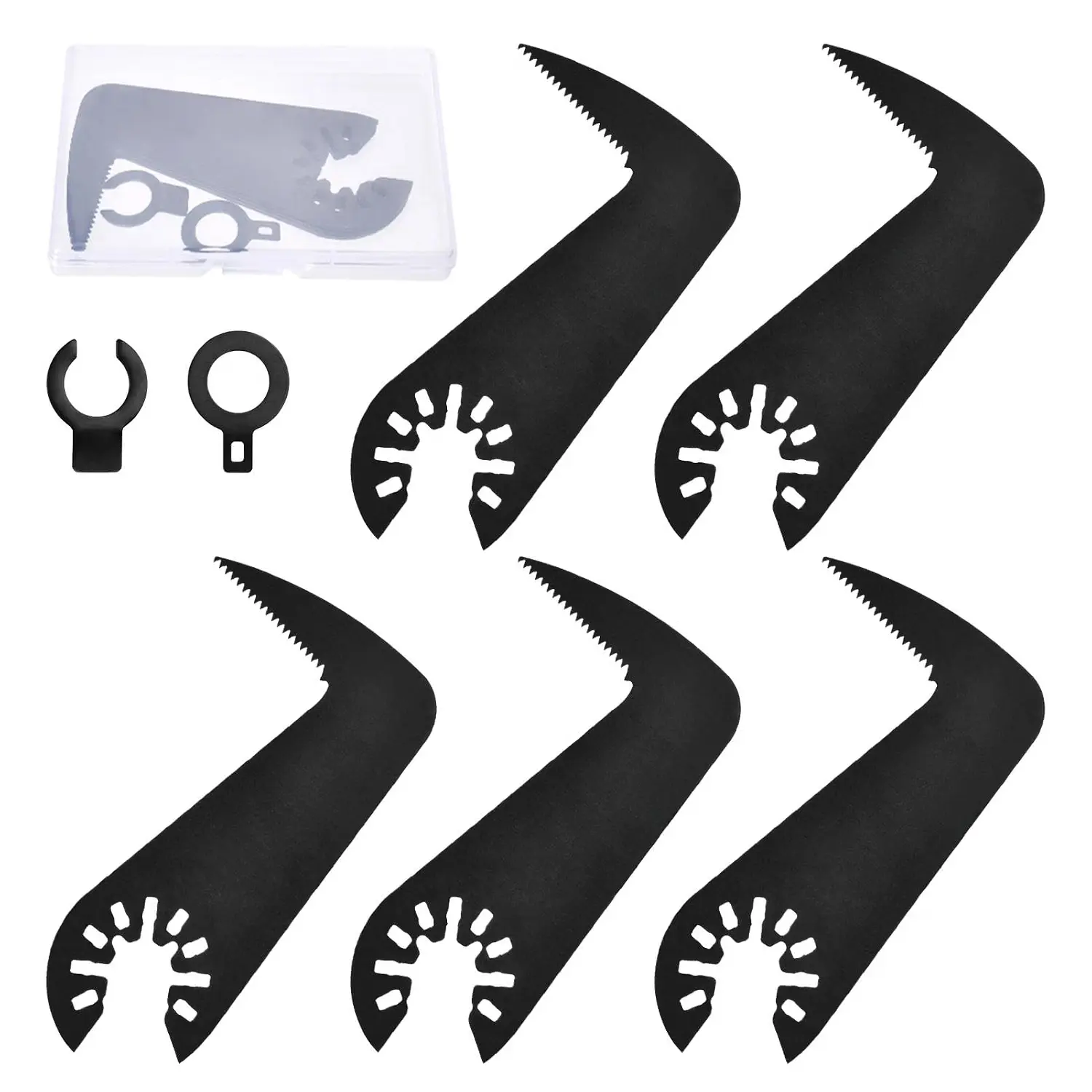5PCS Oscillating Drywall Saw Blades, Multi Hook Knife with Adapter, Hook Knife Blade Oscillating Multitool Saw Blades for Fein Multimaster, Dremel, Ryobi, Hitachi, Chicago, for Drywall Cutting