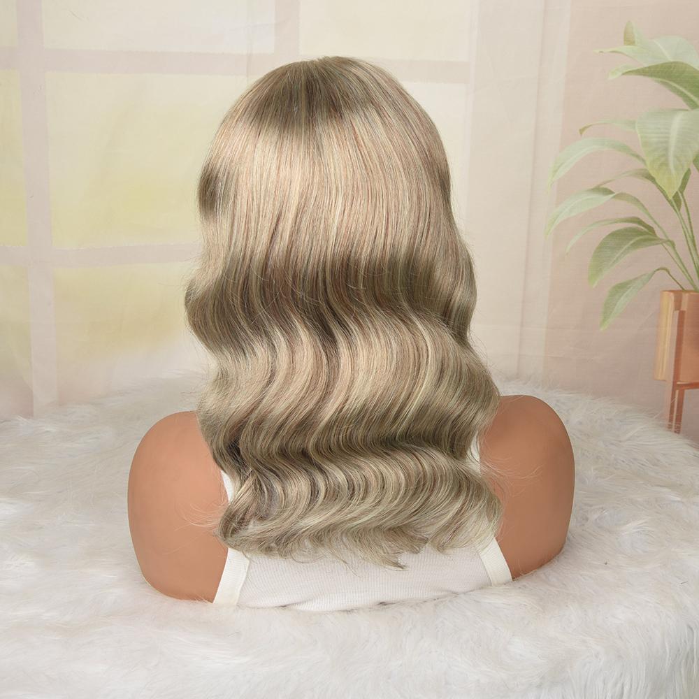 Ash Blonde Loose Body Wave Bob Lace Frontal Human Hair Wigs HD Transparent Lace Ash Blonde Bob Milk Tea Natural Wave Pure Luxury Virgin Human Hair Wig 13X4 Lace Front Glueless Pre Plucked With Baby Hair