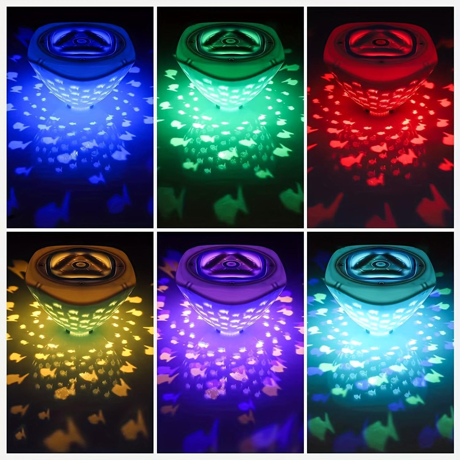 Kolzp LED Floating Fish Projector Light, Ip67 Waterproof Multicolor Underwater Fountain Light, AAA Battery Powered, Pool Party Decor, Decorative Lights