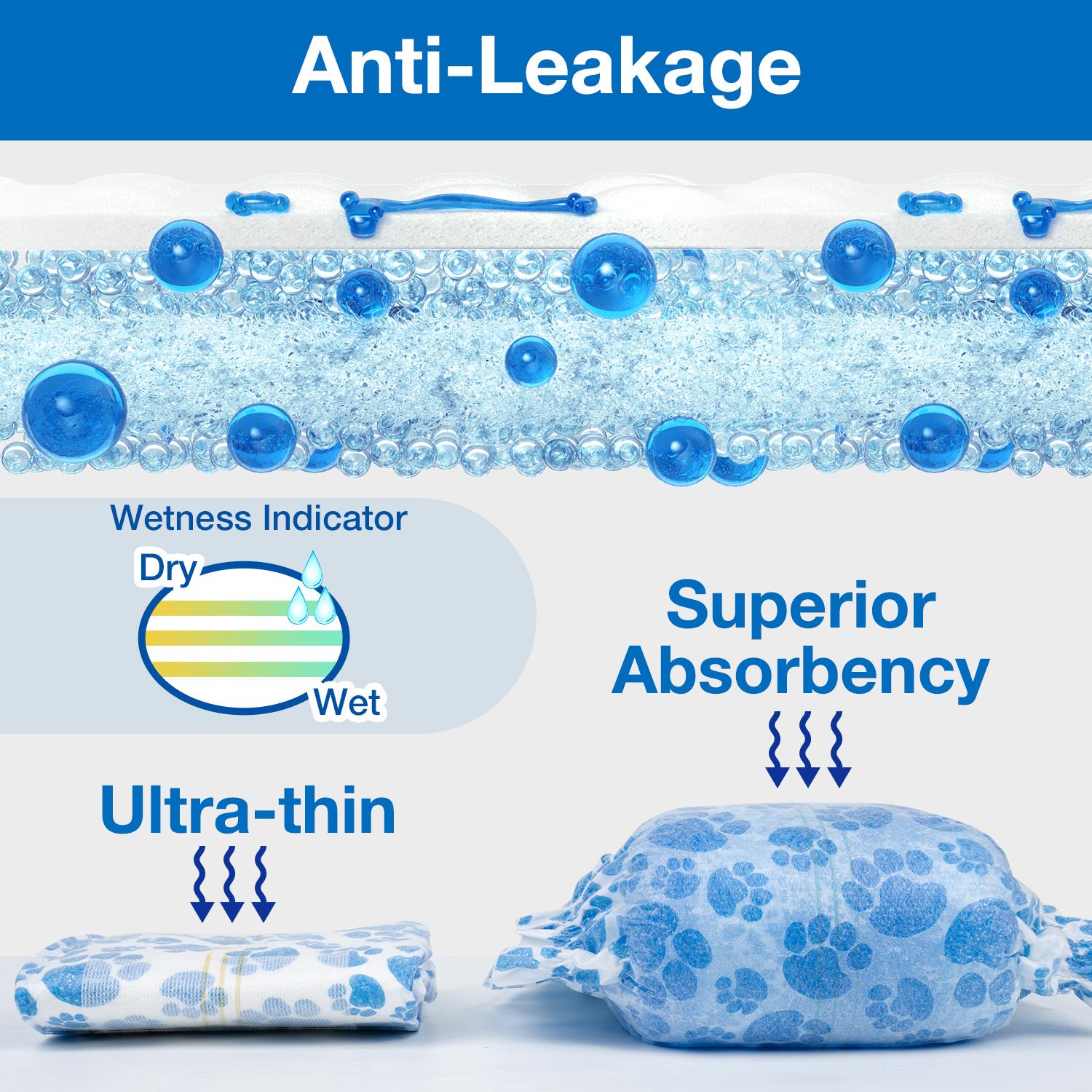 [Restock A]Dono Disposable Male Dog Diapers with Wetness Indicator & Leak-Proof Belly Wraps Rapid-Dry Gel Technology for Excitable Urination Incontinence Size X-Small Small Medium Large 24 Bags for Dogs Toilet Supplies Training