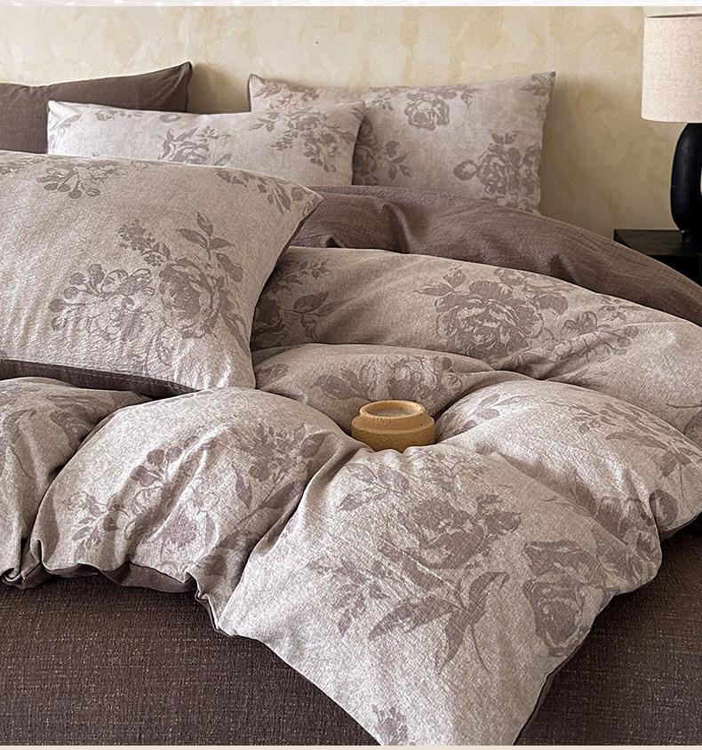 4pcs Vintage Linen Bedding Set, Dual Layer Mesh Bed Sheet and Duvet Cover, All-Season Universal Bedding, Comfy Bedding Sets, Comfortable and Stylish