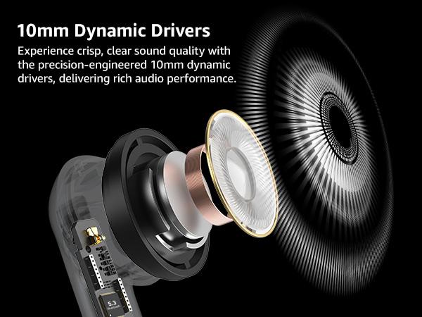 TOZO E2 Wireless Earbuds with Call Noise Cancellation, App Customize 32 EQs, 10mm Drivers with Powerful Bass, 30H Playtime, 2 Mics for Clear Calls, Bluetooth 5.3 Headphones, Comfort Fit in-Ear Headset FathersDayGift Audio Charging Electronic Chargeable