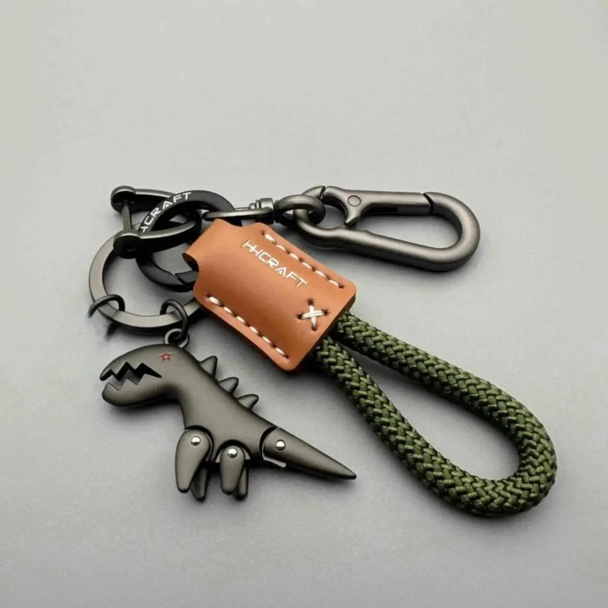 Men's Braided Leather Keychain - Durable Metal D-Clasp, Stylish Minimalist Key Fob, Men's Jewelry Accessory for Adults - Key Holder for Purse, Car, Handbag, Backpack Dangle Keychain