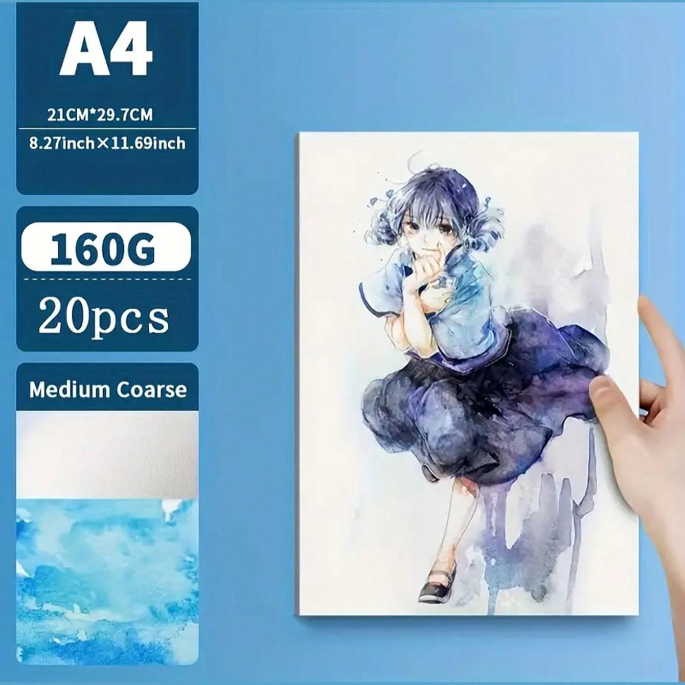 20/50/100 Sheets A4/a5 Watercolor Paper, Cotton Texture Blank Drawing Paper for Sketching, Ideal for DIY Crafts, School, Office, Art Supplies