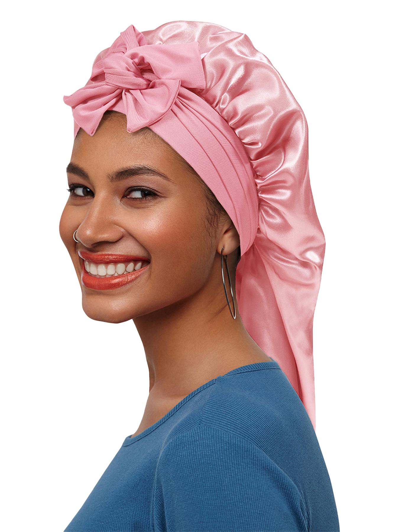 Women's Long Adjustable Hair Bonnet Satin Sleep Cap, Casual Fitted Hair Protection Hat, Suitable for Long Curly Hair, All Seasons Wear