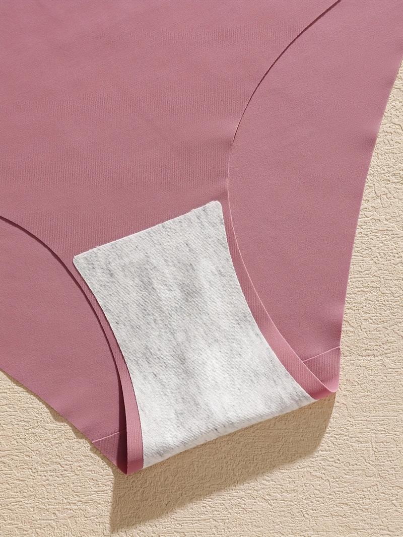 Women's 5pcs Solid Seamless Panty, Breathable Comfortable Knicker for Daily Wear, Soft Underwear for All Seasons, Soft Fit Panty