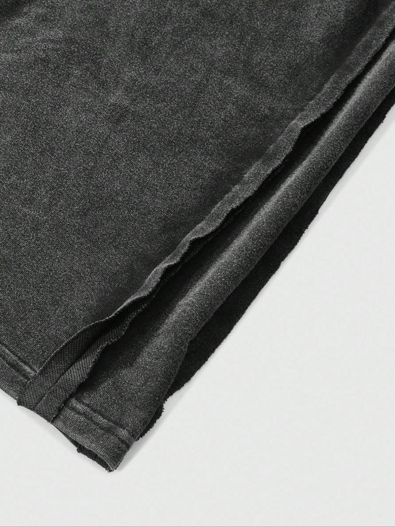 Men's Streetwear Simple Cotton Sport Pants, Wide Leg Knit Sweatpants, Washed Cotton Fabric, Casual Loose Fit, All Seasons, Comfy Sweatpants