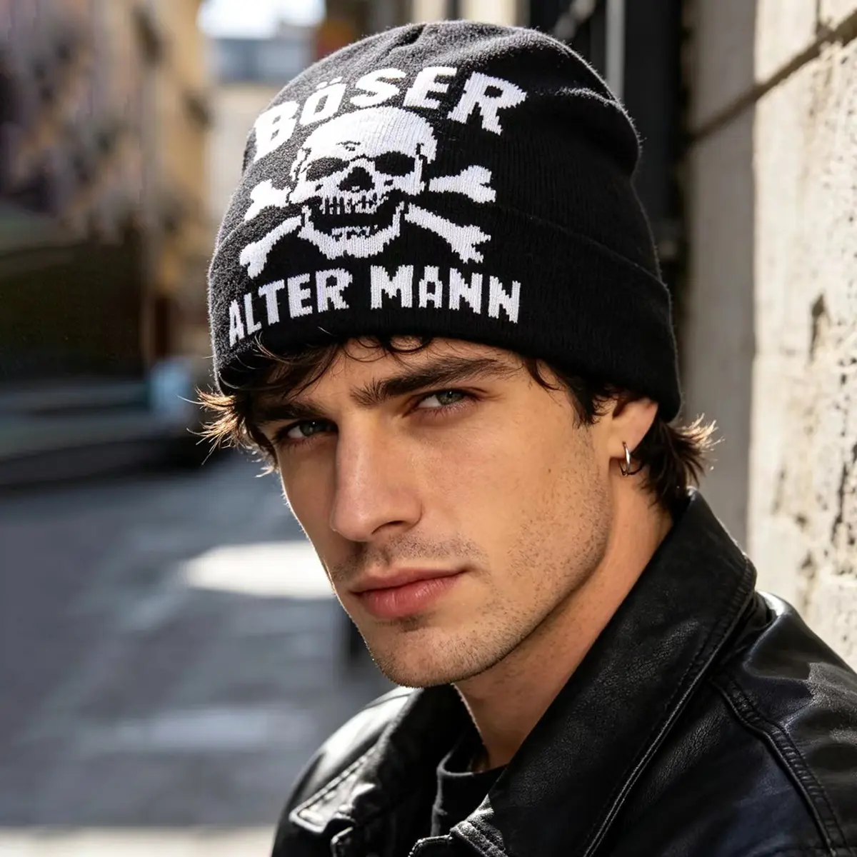 Unisex knitted hat, casual hip hop gothic cold hat, outdoor riding street pullover trendy hat