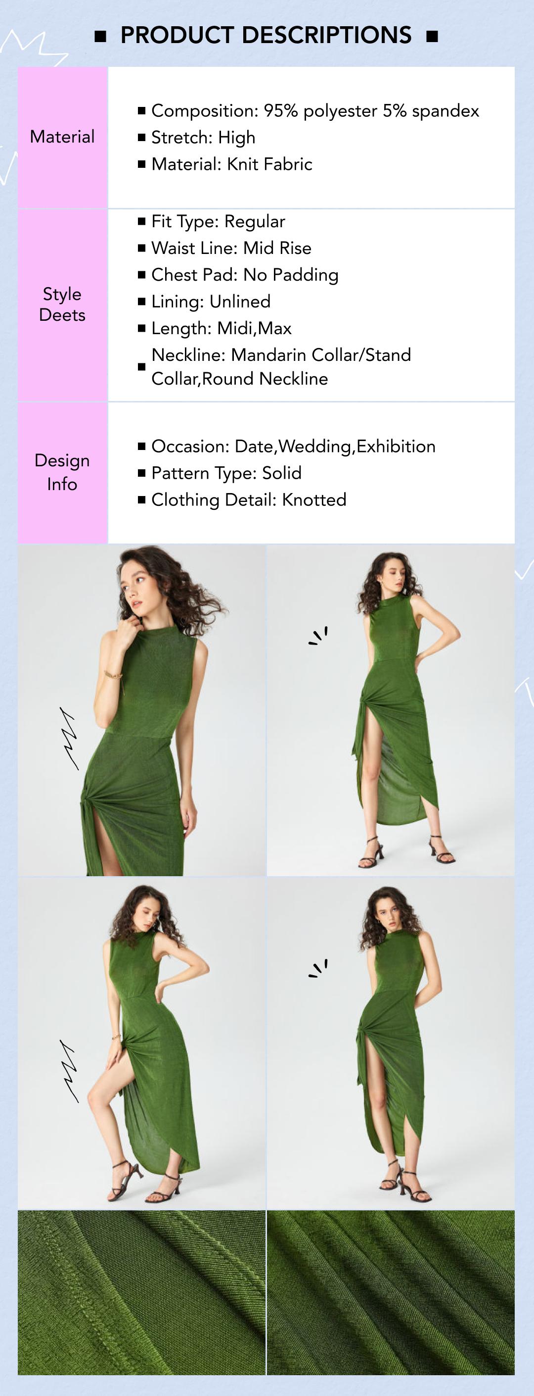 Cider [2 colors, size 0-26] Side Slit Tie Knot Dress