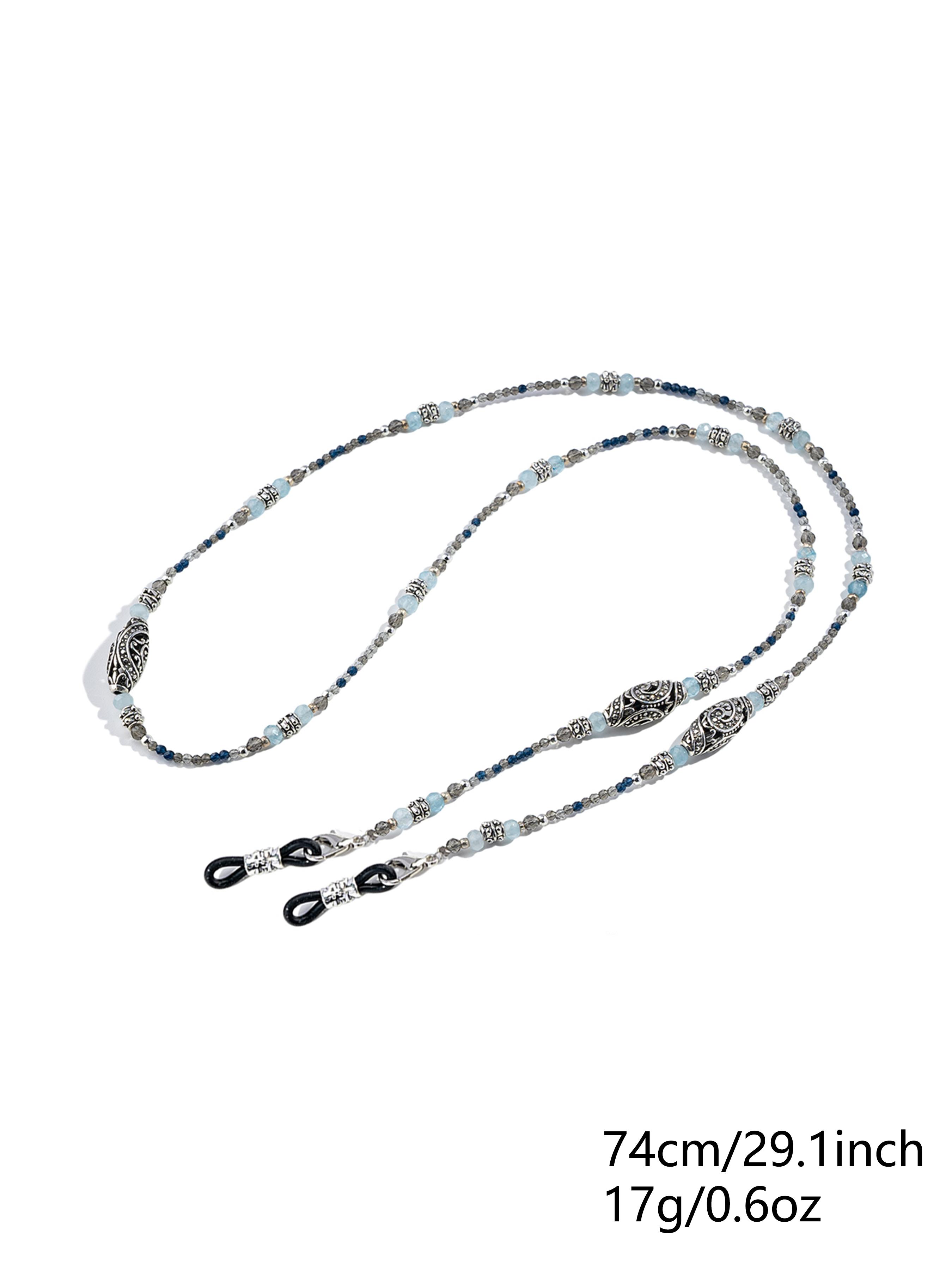 Fashion Zircon Silver Color Agate Eyeglass Chain, Mask Strap Anti-Loss Lanyard, Trendy Accessory for Glasses and Masks