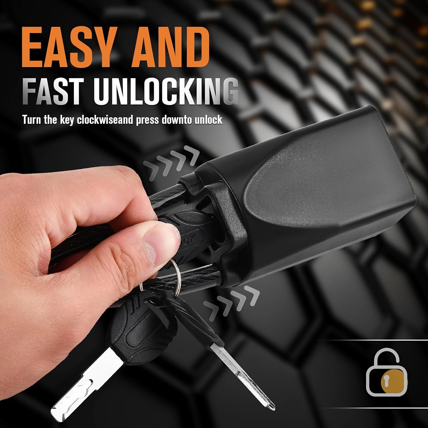 Car Steering Wheel Lock with Safety Buckle, Portable Easy Install Vehicle Security Accessory, Robust Anti-Theft Device for Most Models (includes 3 Keys)