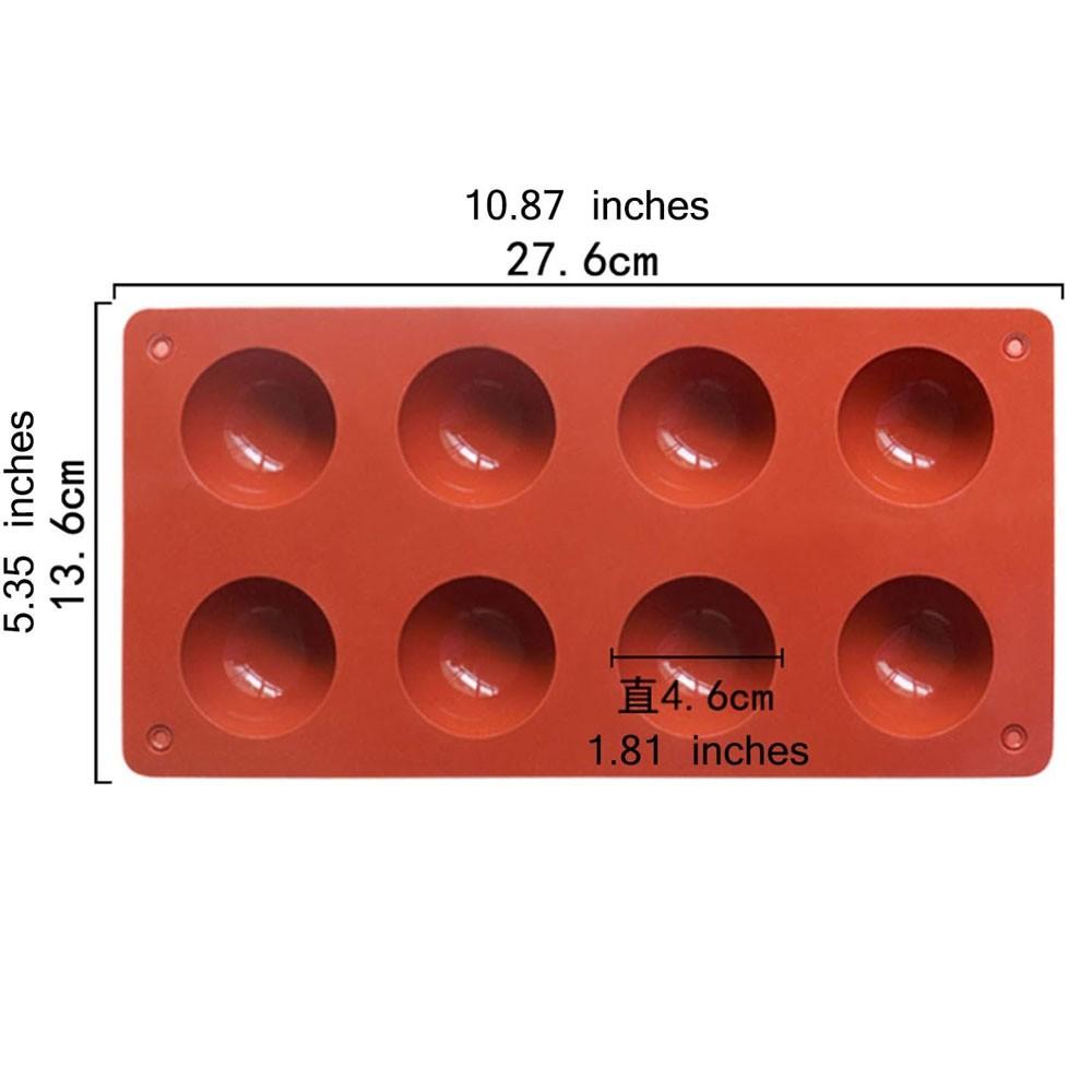 8-Cavity Non-Stick Hemisphere Silicone Baking Mold, Half-Sphere Silicone Chocolate Mold, Ideal for Baking and Desserts