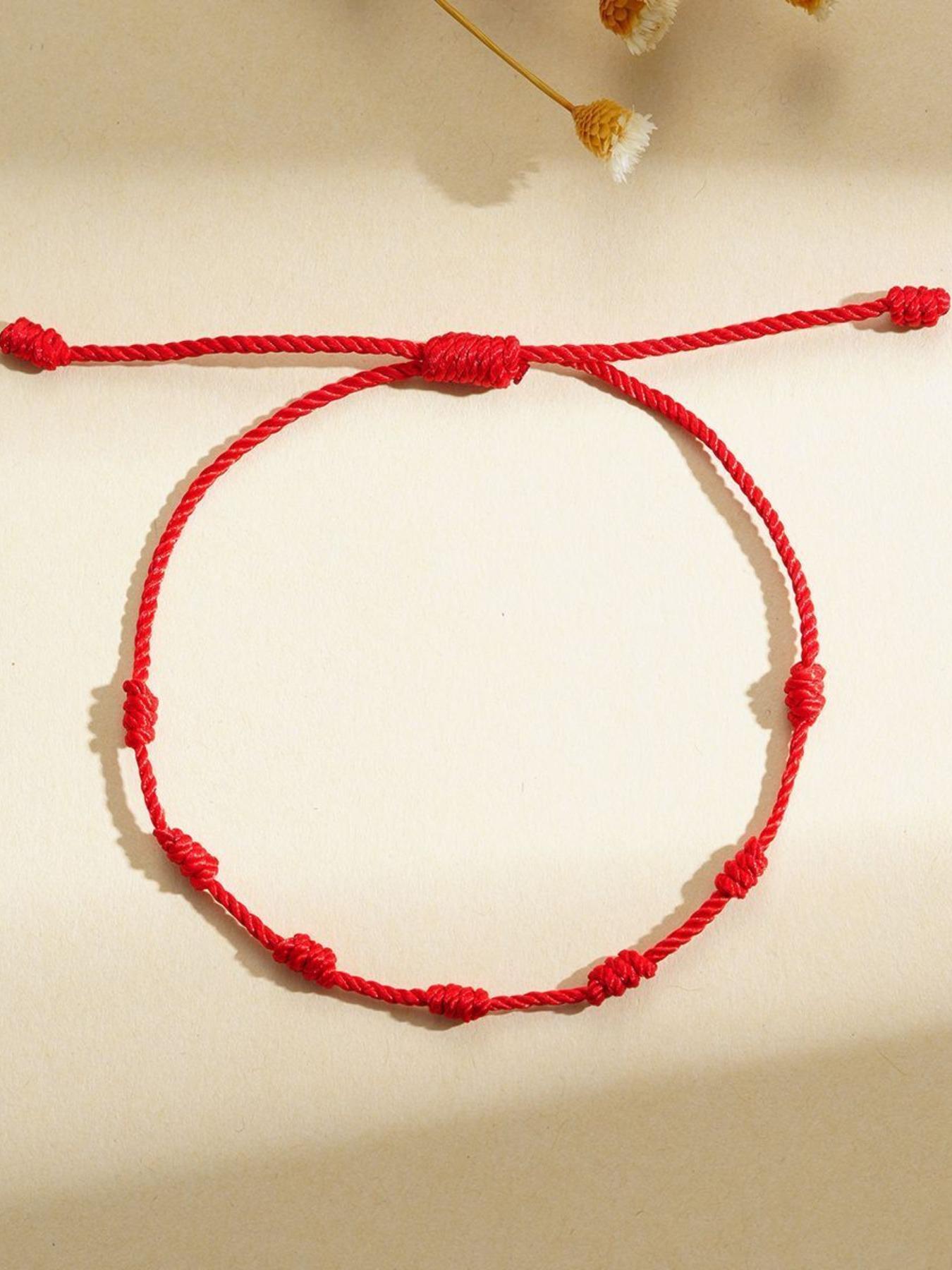 2 Pieces String Handmade Bracelets, Adjustable Kabbalah Knot String Bracelet, Amulet for Protection, Evil Eye, Good Luck