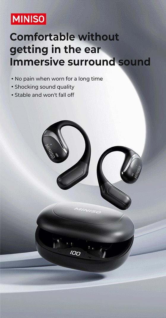 MINISO X62 OWS Wireless Earphones Bluetooth 5.4 ENC Headphones HiFi Sound Long Playtime Earbuds Waterproof Open Ear Headsets Electronic Audio& Video