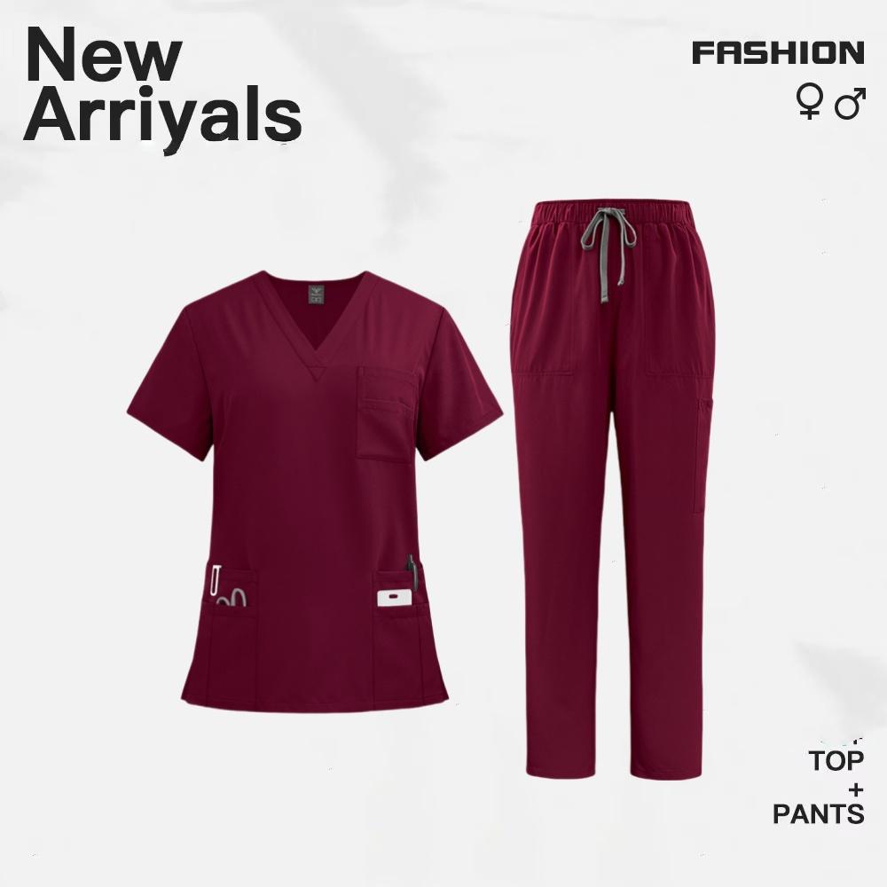 Women's Operating Room Scrubs Short Sleeve Nurse Uniform Operating Gown and Isolation Gown