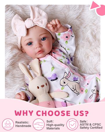 BABESIDE Reborn Baby Dolls - 17/20 Inch Cute Soft Vinyl Realistic Baby Doll Girl Poseable Smiling Real Life Rebornbabydoll with Complete Accessories for 3+ Years Old Gifts