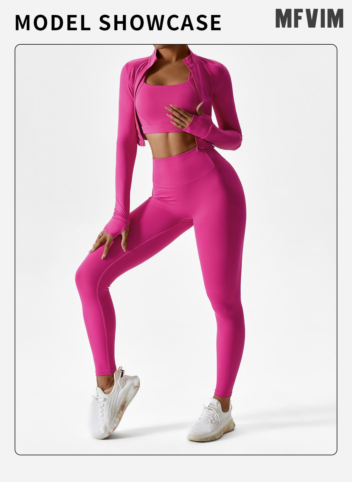 MFVIM Women's Solid Criss Cross Crop Tank Top High Waist Leggings & Zip Up Crop Jacket Tracksuits Set for Yoga Gym Workout Running Athletic Wear Comfortable Outfits with Skin-Friendly Fabric and Non-Slip Thumbtacks Sports Outwear Sleeveless Sweatsuits Spr