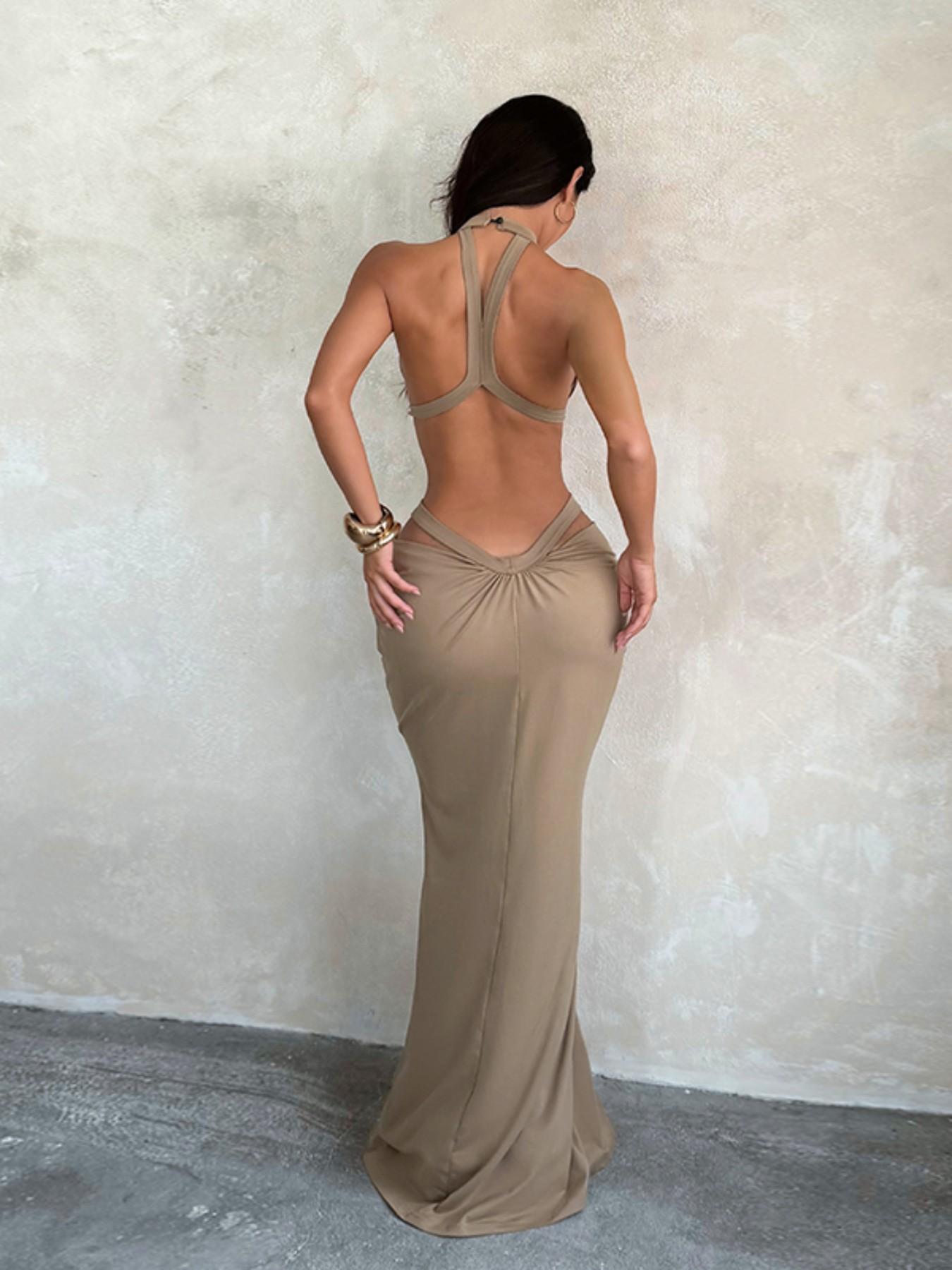 Shimmering Ribbon Vacation Cutout Dress, Elegant Hollow Out Design, Perfect for Summer Parties, Chic and Comfortable Evening Wear Shimmering Ribbon Vacation Cutout Dress, Elegant Hollow Out Design, Perfect for Summer Parties, Chic and Comfortable Evening Wear
