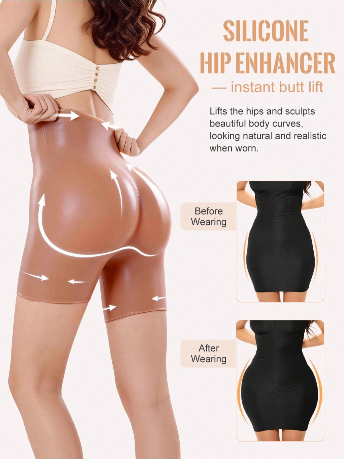 Bestselling European And American Brown Silicone Butt Lifting Open-Crotch Pants, Sexy Realistic Thickened Hips Silicone Fake Butt Shapewear For Curve Shaping
