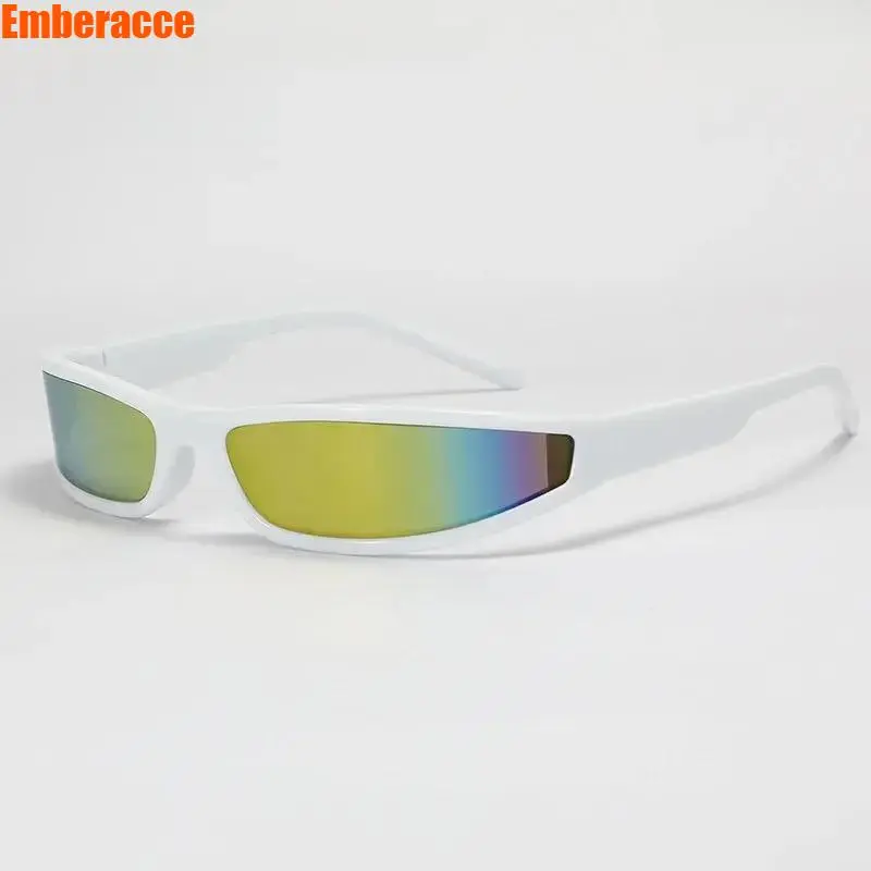 Y2K Narrow Sunglasses for Men Women, Retro Cyberpunk Wrap Around Sports Glasses, Futuristic Shield Shades with UV400 Protection for Cycling, Running, Streetwear, Outdoor and Daily Wear