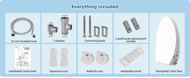 Hibbent Elongated Bidet Toilet Seat with Slow Close, Non-Electric Bidet Attachment for Toilet Seat with Dual Nozzle, Bidet Sprayer with Adjustable Self-Cleaning Nozzles