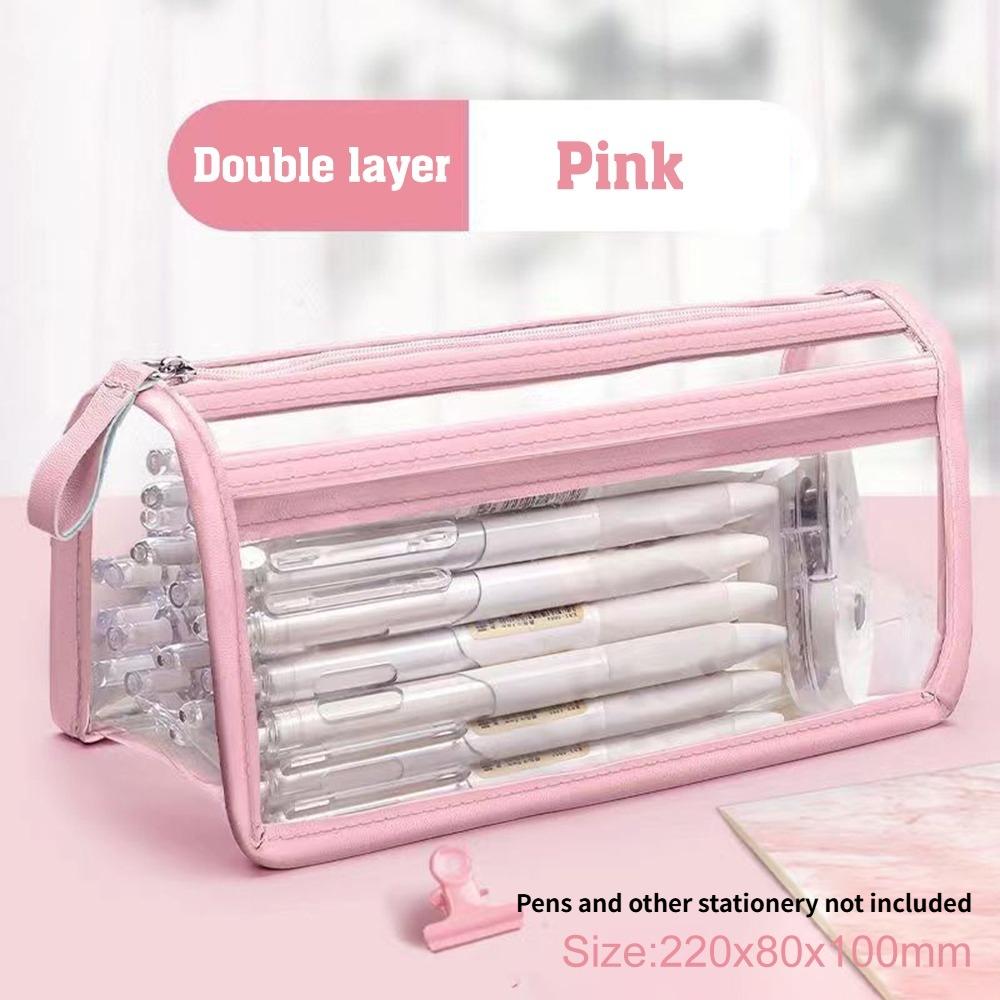 Large Capacity Pencil Case, PVC Transparent Zipper Storage Bag, Portable School Supplies and Cosmetic Bag, Suitable for Office Travel