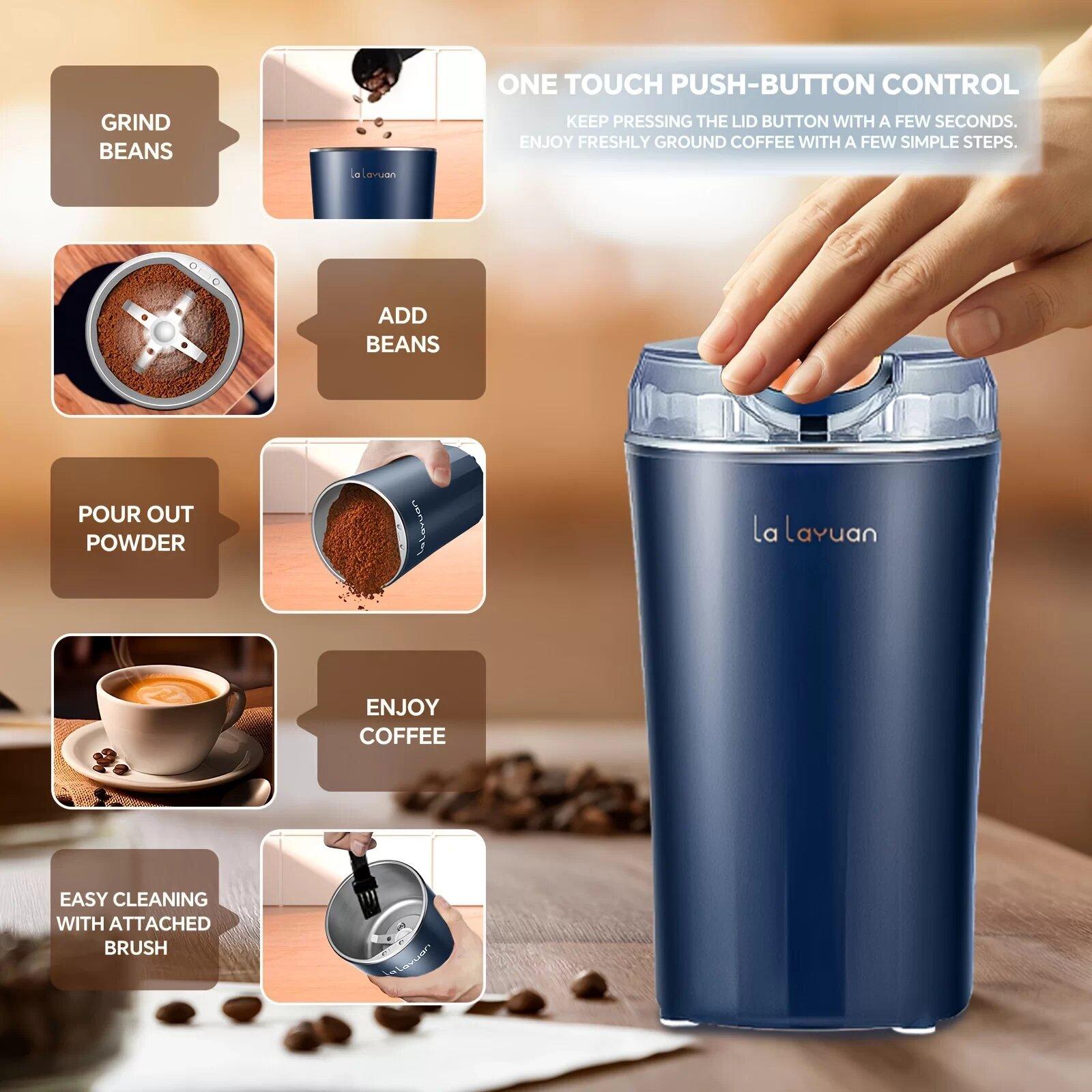 Electric coffee grinder, fast grind coffee beans, nuts, spices, beans and more. Multi-function grinding tool, portable small grinder, meet your needs, ultra-fine powder food processing mill and mixer grinder.