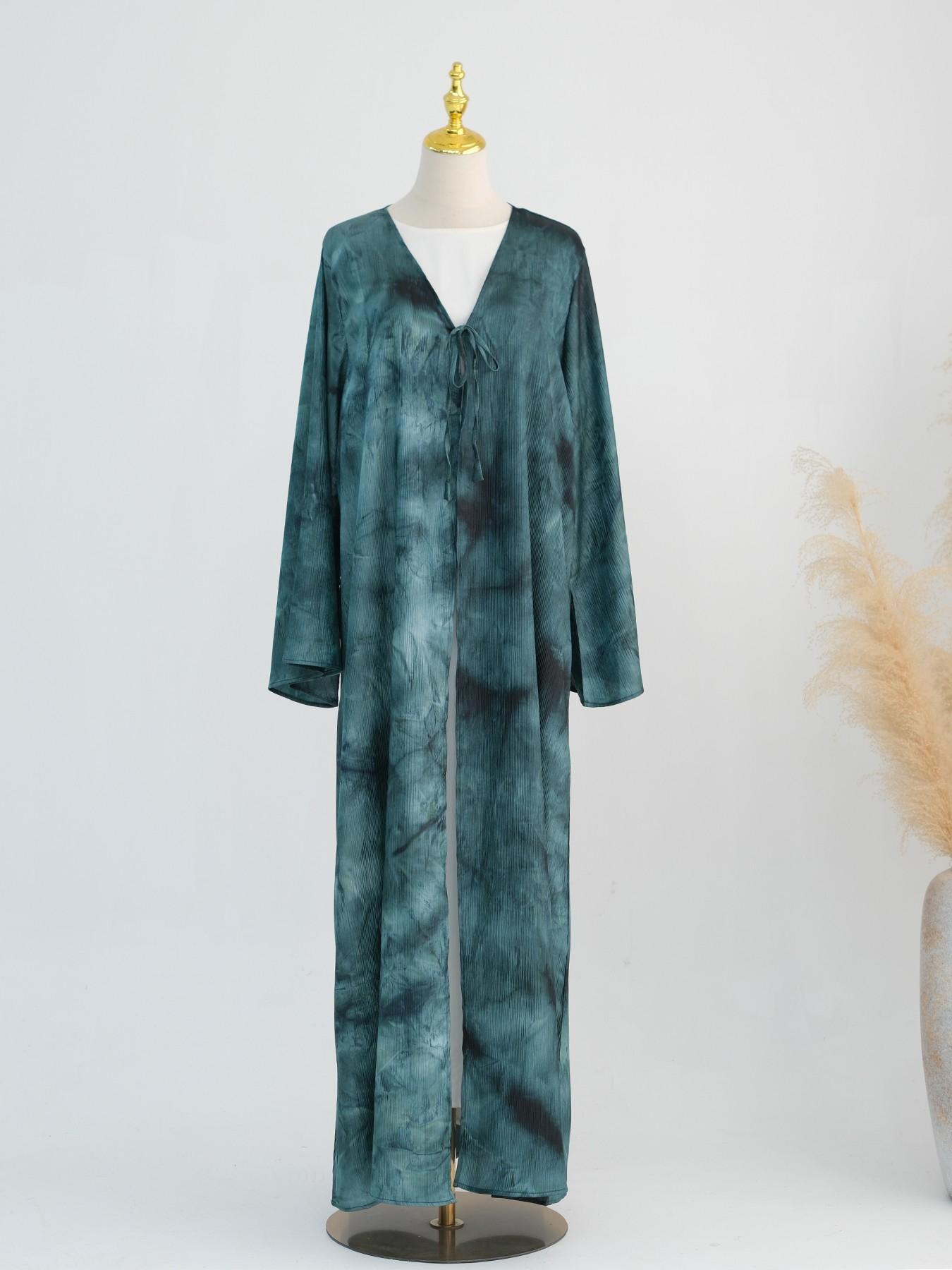 New Design Muslim Women Printed Long Cardigan Open Front Abaya, Elegant Comfortable Design, Perfect for Daily Wear, No Hijab Included