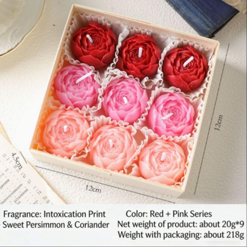 9 Pcs Rose Aromatherapy Candles Gift Box, Romantic Scents for Bedroom, Party, Spa, Home Relaxation, Wedding Decor, Holiday Gifts