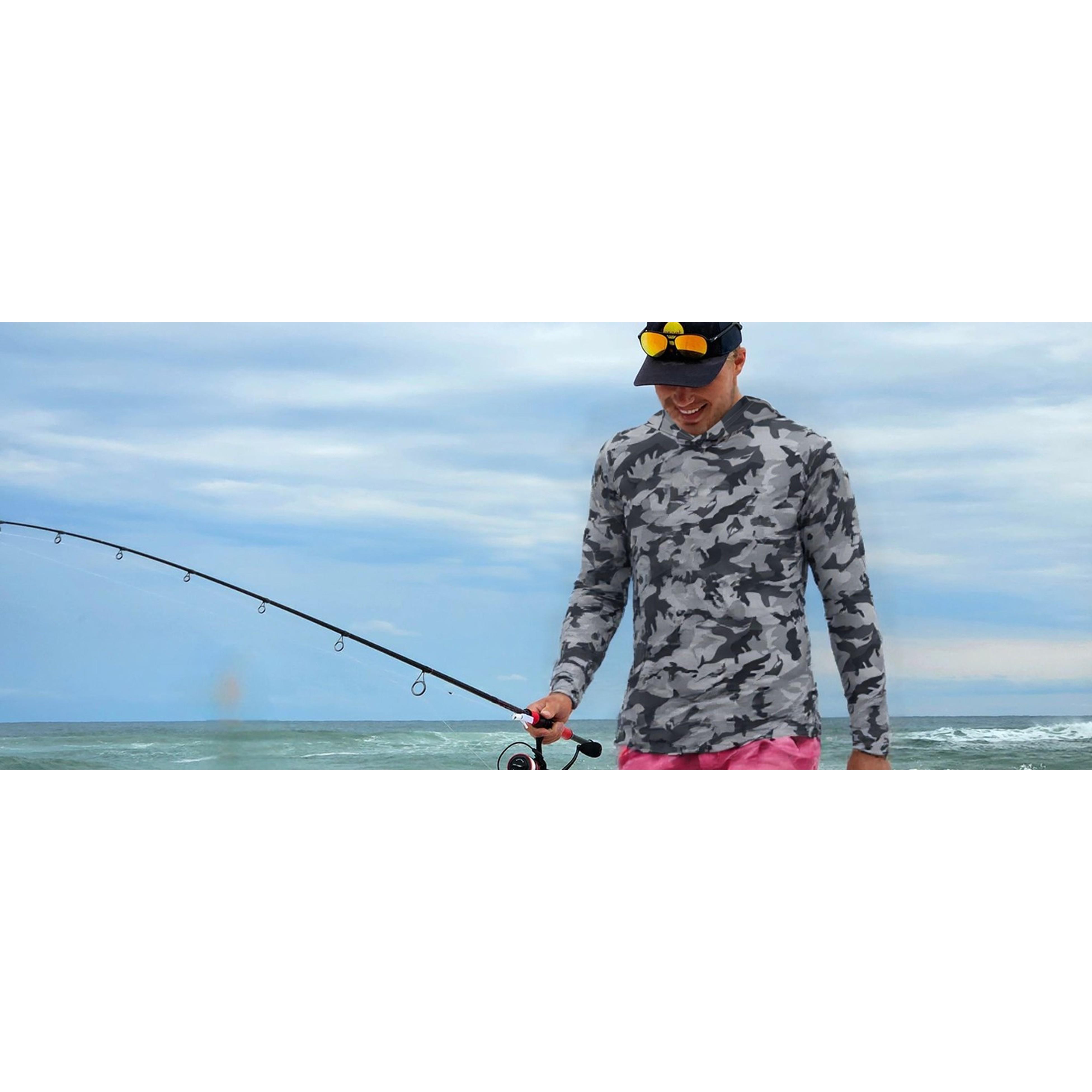 Men's UPF 50+ Hooded Long Sleeve Fishing Shirt, Lightweight Camo Sun Protection Hiking Hunting ShirtGift