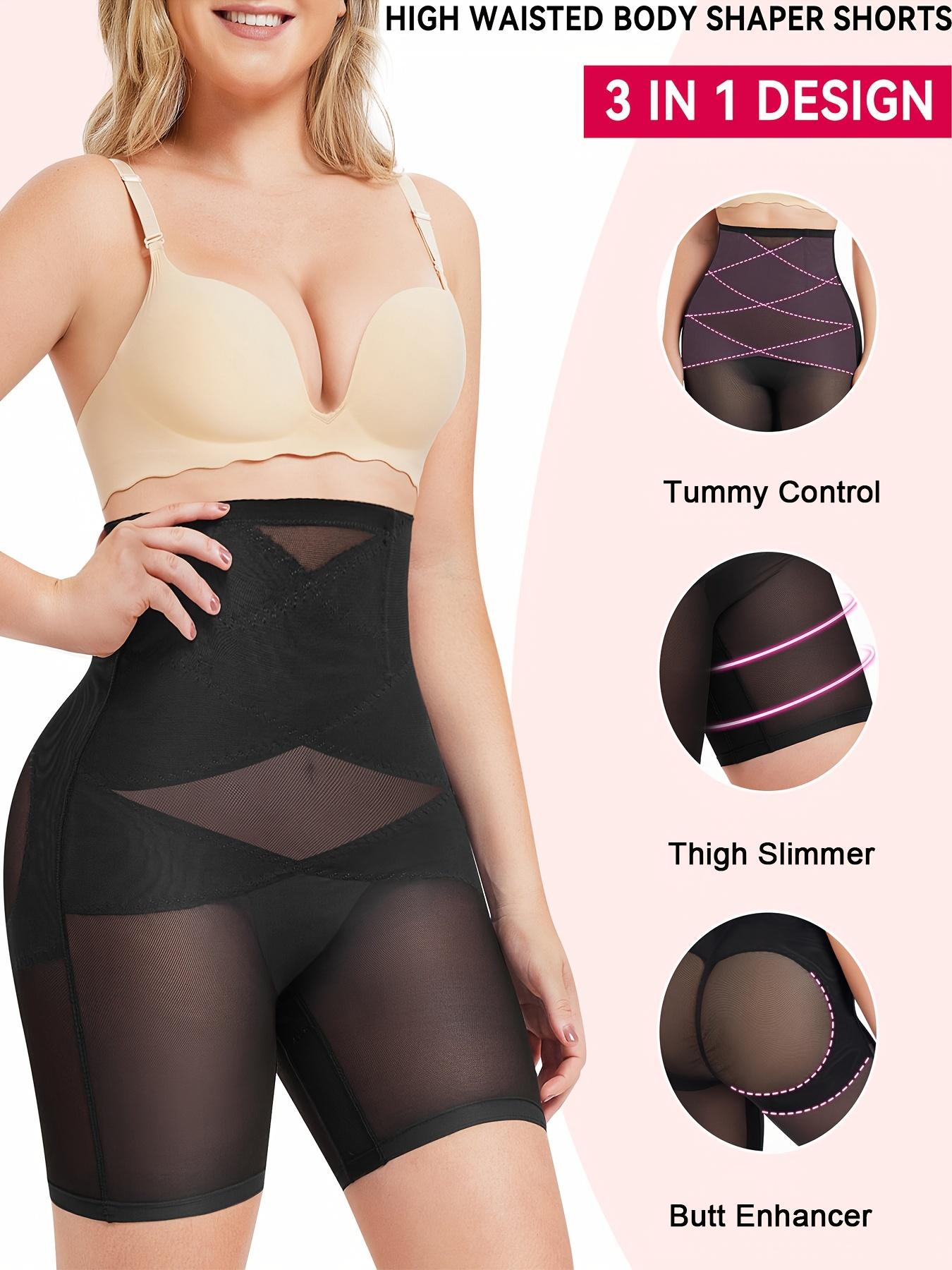 Plus Size Women's Shapewear Panties, High Waist Criss Cross Design, Breathable Mesh Fabric, Comfortable & Elastic, All Seasons Wear