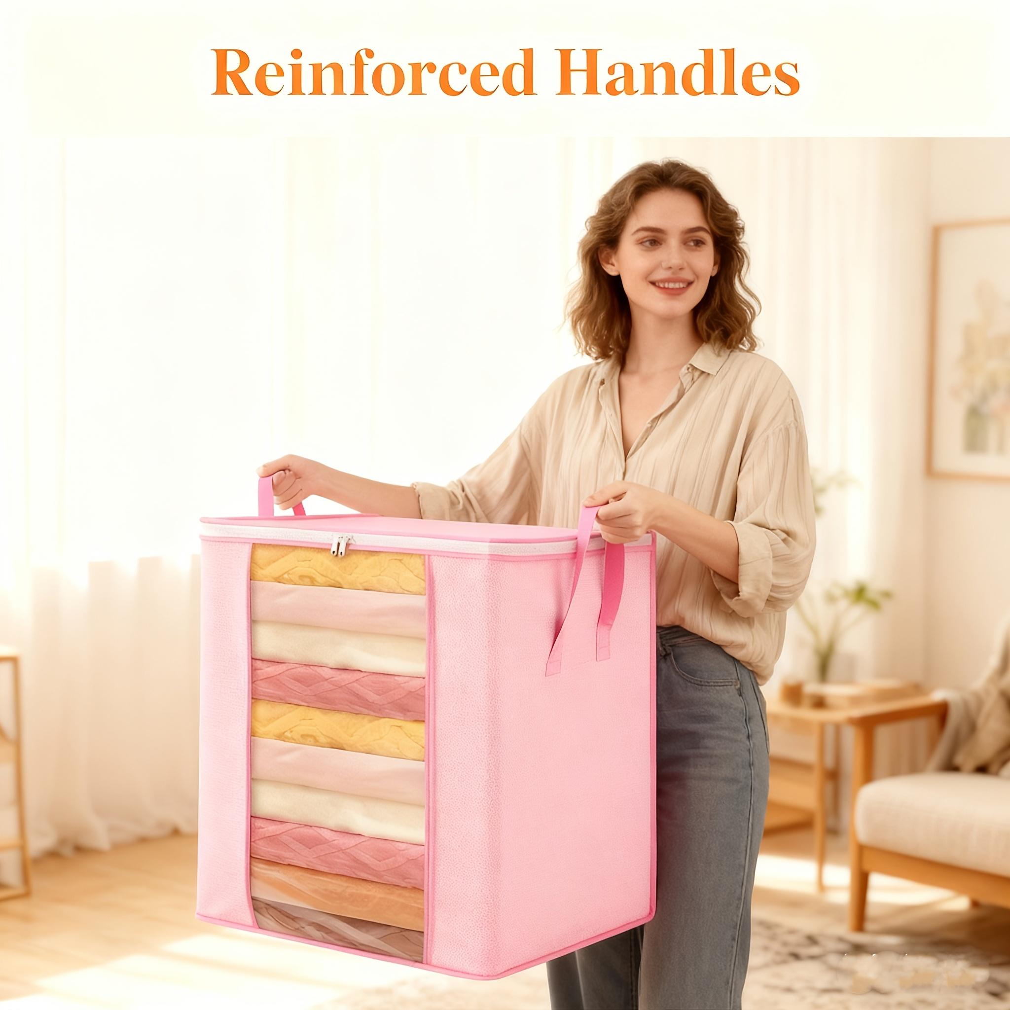 Ultra Large Capacity 120L Storage Box Set, Foldable Nonwoven Fabric Bedding Bag, Reinforced Handle, Flip Lid Seal, Ideal for Blankets and Clothes