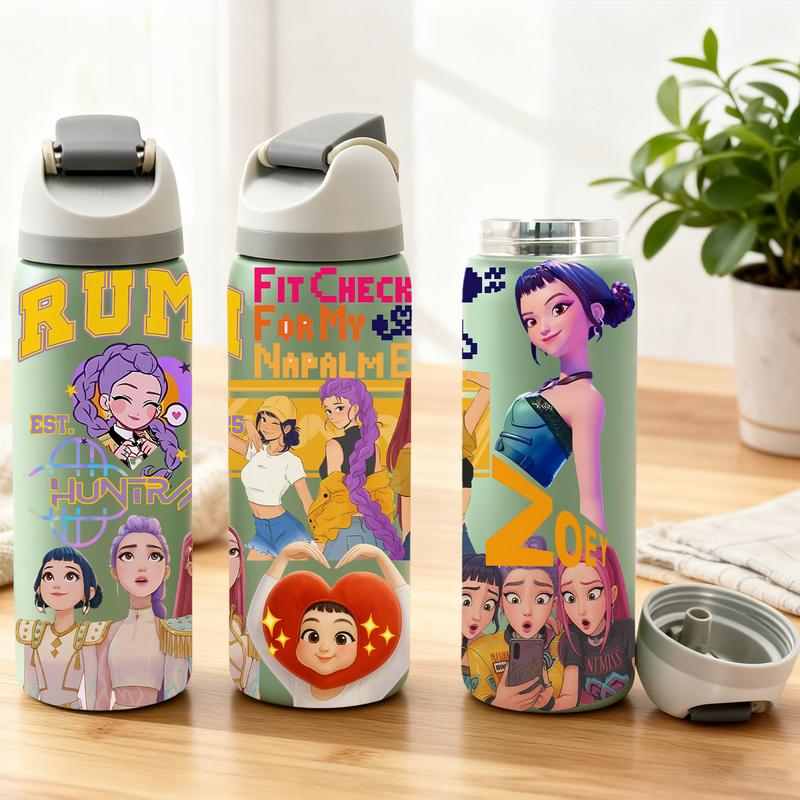 Auracup 1 Pc 19/24/32oz insulated mug, double wall vacuum cup with leak-proof lid, hot cold drinks tumbler, keeps hot 12 hours cold 24 hours, anime style colorful print, stainless steel thermal travel mug, Stainless steel flask, gift for women men, Chr