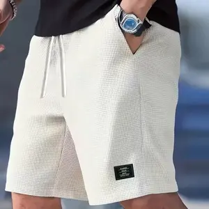 Men’s textured casual shorts with a drawstring waist design;Summervibes new trendy loose athletic mid-length summer shorts for men, suitable for everyday wear, the beach, or outdoor activities.,summervibes summervibes