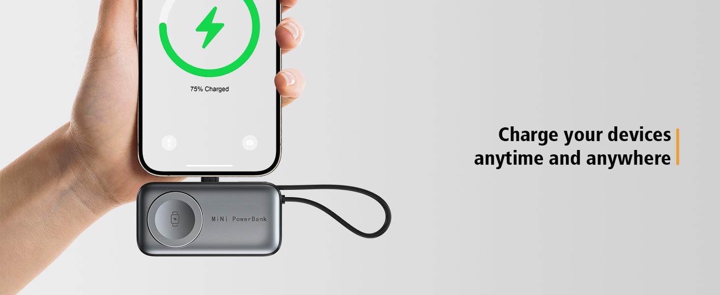 Portable Wireless Charger, 5000mAh Rechargeable Power Bank for Apple Watch Series 3–10, SE & Ultra, USB-C Input & Output Fast Charging Battery Pack, Compatible with iPhone 16/15 & Galaxy, Smartwatch Accessories #GLOBAL PICKS