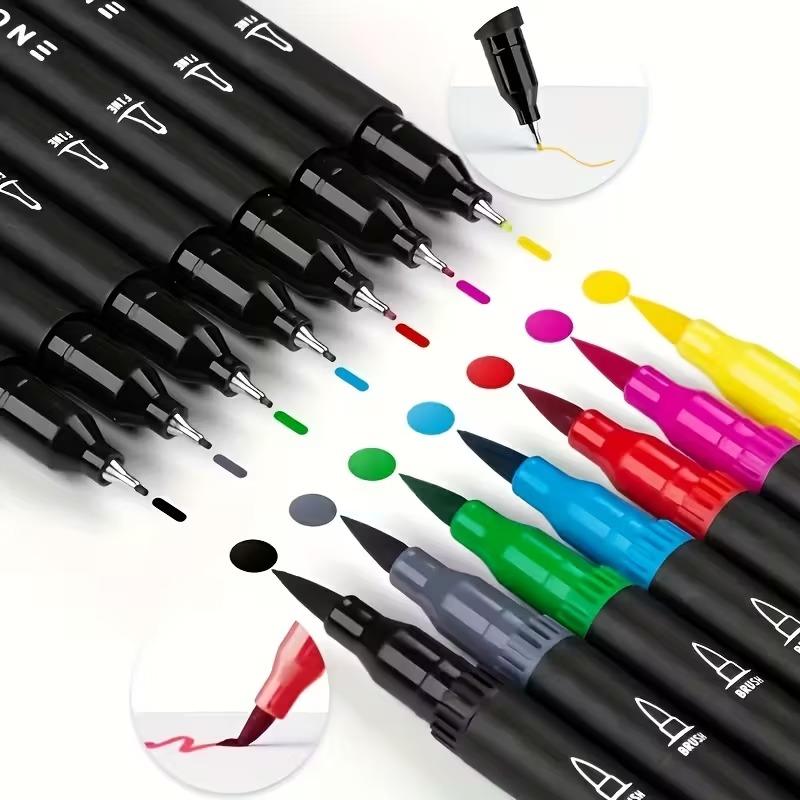 24 Color Aesthetic Dual Tip Markers, Brush & Fine Pen Set for Bullet Journaling, Calligraphy & Planner