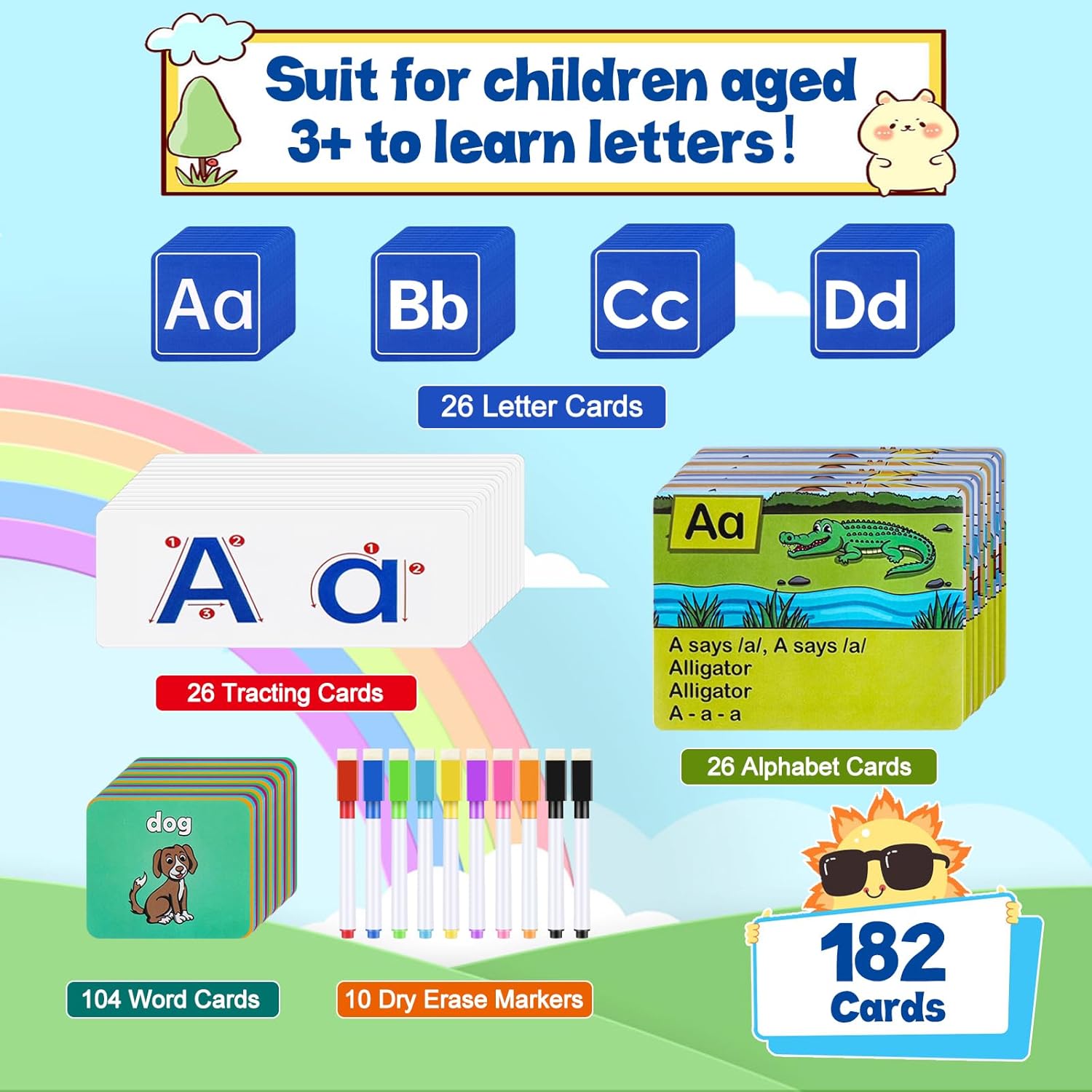 Alphabet Learning Pocket Chart, Letter Recognition Tool, Classroom Wall Chart Supports Early Literacy/Interactive Homeschool Aid for Kindergarten