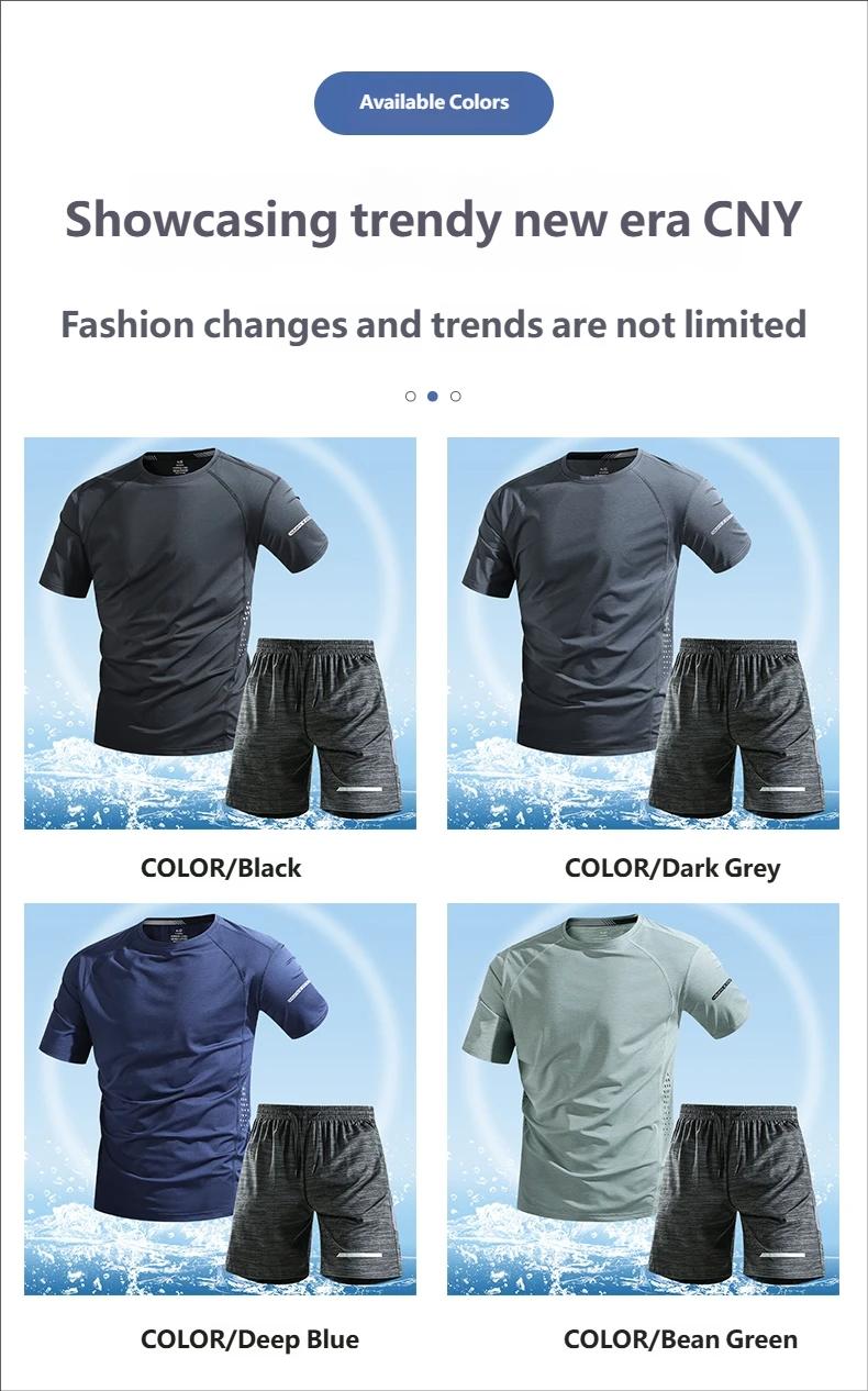 Tracksuit Men's Quick-Dry Sports Set Summer Thin Breathable Short Sleeve T shirt and Shorts Suit 2-Piece Fitness Running Training outfits Casual Wear