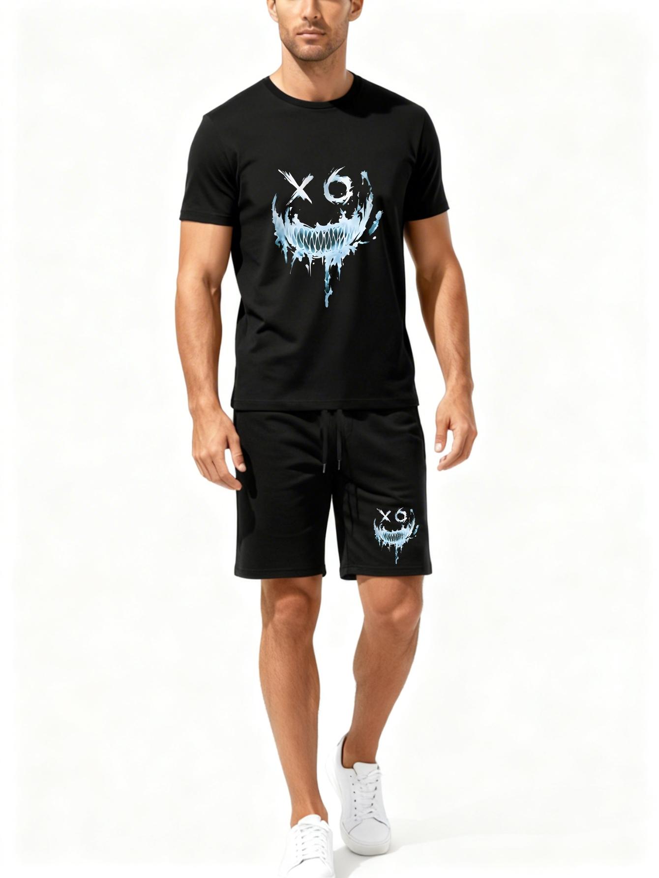 The dark street style is full! Ice blue melting serrated smiling face, a set of trendy and cool personalized outfits